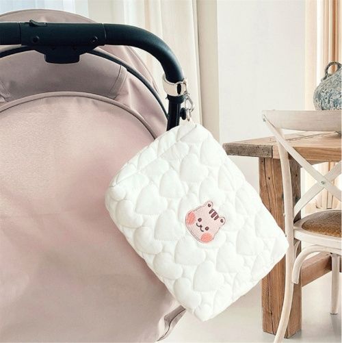 INS, popular design Embroidery stroller bag, Baby stroller bag, multi-functional bear mommy bag, baby walking magic tool, accessory storage bag for travel gear