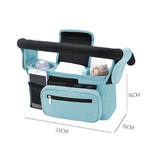 Universal Stroller Organizer with Insulated Cup Holder Detachable Phone Bag and Shoulder Strap,Stroller Bag Caddy Organizer Accessories Fits for Uppababy, Baby Jogger, Britax Strollers