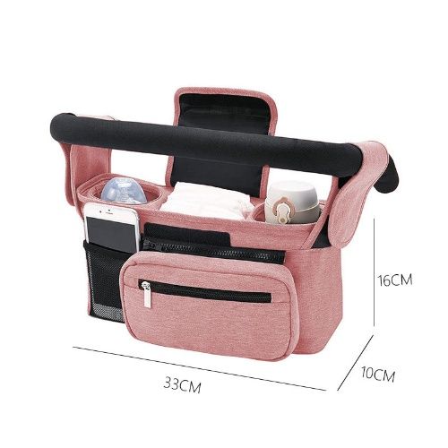 Universal Stroller Organizer with Insulated Cup Holder Detachable Phone Bag and Shoulder Strap,Stroller Bag Caddy Organizer Accessories Fits for Uppababy, Baby Jogger, Britax Strollers