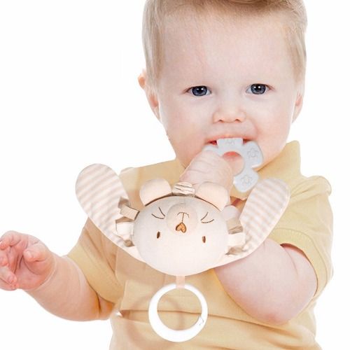 Teethers toy for baby, stroller toy with teether, smoothing toy for new born baby, Bell-ringing toy made of Organic cotton