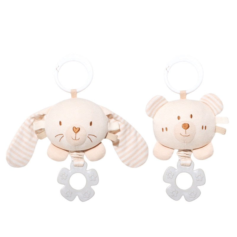 Teethers toy for baby, stroller toy with teether, smoothing toy for new born baby, Bell-ringing toy made of Organic cotton