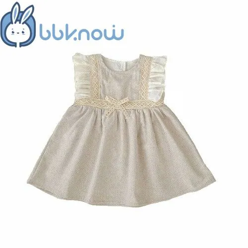 25% off high-end dress, A little angle/butterfly sleeve dress for a baby girl, a sweet and fashionable cotton & flax princess dress
