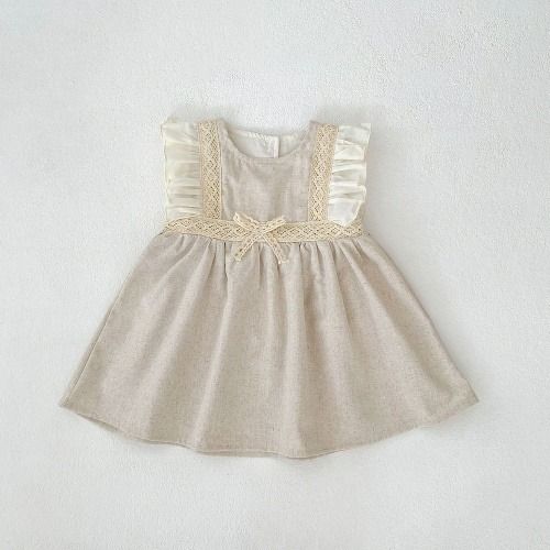 25% off high-end dress, A little angle/butterfly sleeve dress for a baby girl, a sweet and fashionable cotton & flax princess dress