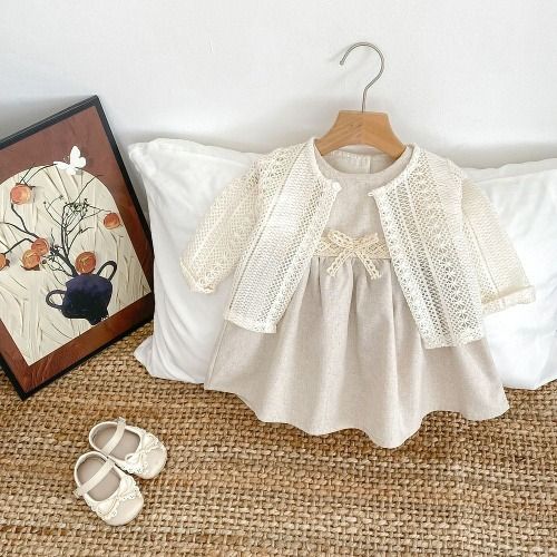 25% off high-end dress, A little angle/butterfly sleeve dress for a baby girl, a sweet and fashionable cotton & flax princess dress