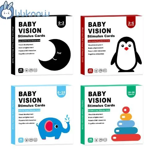 0-3 months baby black and white card Early education card Visual stimulation card baby color card, 1 set(4 books) meets the entire demand, newborn baby can see