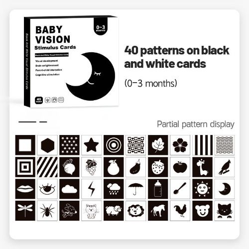 0-3 months baby black and white card Early education card Visual stimulation card baby color card, 1 set(4 books) meets the entire demand, newborn baby can see