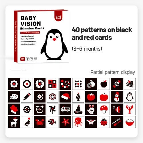 0-3 months baby black and white card Early education card Visual stimulation card baby color card, 1 set(4 books) meets the entire demand, newborn baby can see