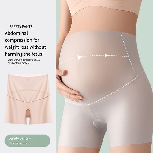 High - Waist Maternity Underwear, Pregnant women's belt-protecting pants, cool and thin anti-exposure underpants for summer, high-waisted safety pants,Maternity clothes