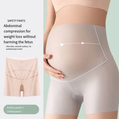High - Waist Maternity Underwear, Pregnant women's belt-protecting pants, cool and thin anti-exposure underpants for summer, high-waisted safety pants,Maternity clothes