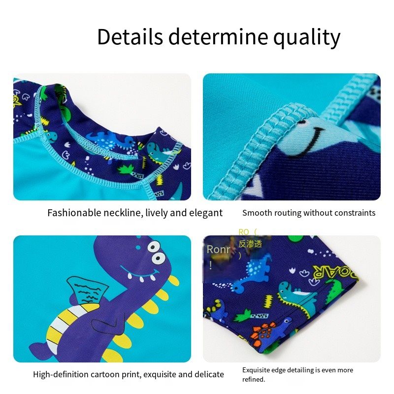 Kids' Dinosaur - Printed Split Swimsuit Set, Split swimsuit set for kids girl & boy, Swimming caps, swimming goggles, inflatable sleeves, storage bags and waterproof earplugs can be selected