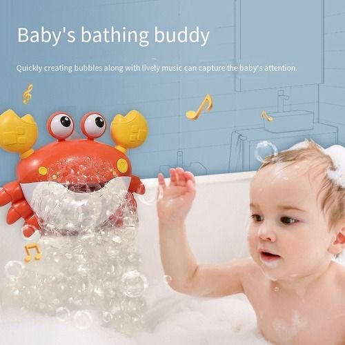 Bubble Bath toy with music for baby & toddler, A crab that can blow bubbles, baby gift for bath, Suction cup installation makes babies love taking baths