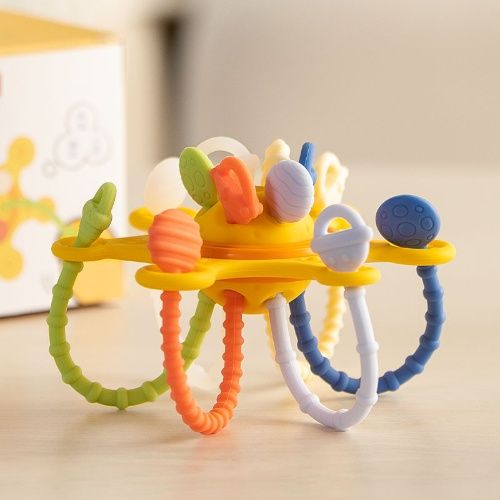 Baby care teethers, 6 month baby teether toy, "Draw Fun" with fingers, healthy silicone teether for baby training