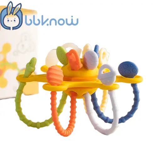 Baby care teethers, 6 month baby teether toy, "Draw Fun" with fingers, healthy silicone teether for baby training