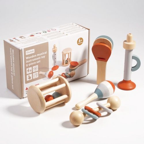 Baby & Toddler rattles, baby ring toys, wooden toys for new born, baby gift set for little ones, Wooden Musical Instrument Toy