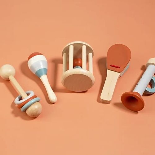 Baby & Toddler rattles, baby ring toys, wooden toys for new born, baby gift set for little ones, Wooden Musical Instrument Toy