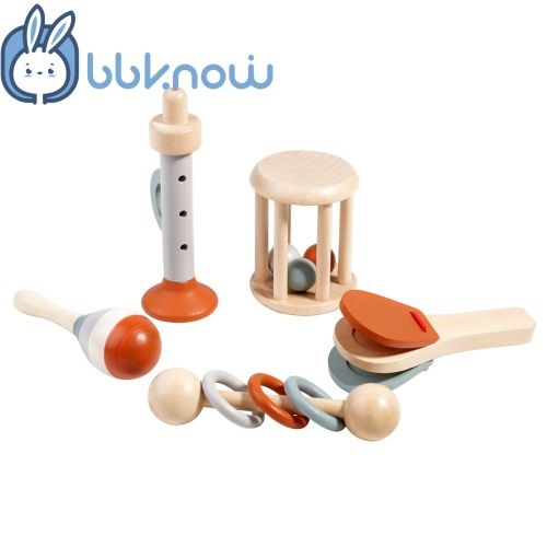 Baby & Toddler rattles, baby ring toys, wooden toys for new born, baby gift set for little ones, Wooden Musical Instrument Toy