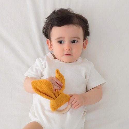 Baby soothing towel, mouthpiece, hand puppet toy, baby sleeping comfort tool, chewable gauze towel, beech wooden baby teether