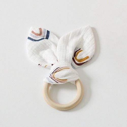 Baby soothing towel, mouthpiece, hand puppet toy, baby sleeping comfort tool, chewable gauze towel, beech wooden baby teether