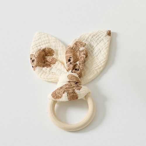 Baby soothing towel, mouthpiece, hand puppet toy, baby sleeping comfort tool, chewable gauze towel, beech wooden baby teether
