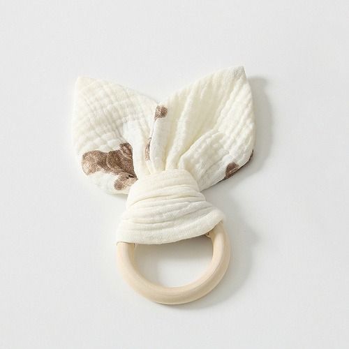 Baby soothing towel, mouthpiece, hand puppet toy, baby sleeping comfort tool, chewable gauze towel, beech wooden baby teether