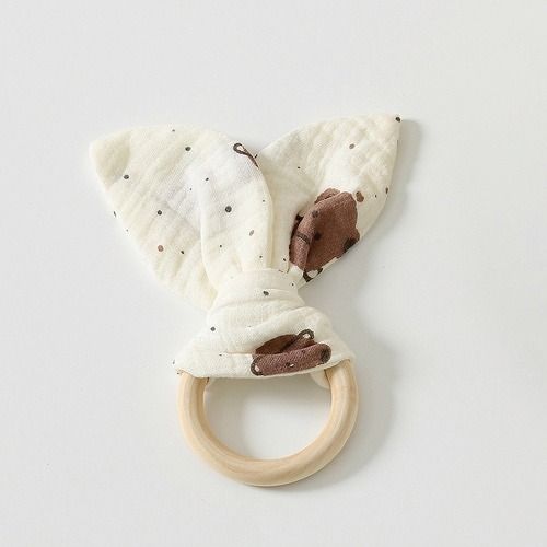 Baby soothing towel, mouthpiece, hand puppet toy, baby sleeping comfort tool, chewable gauze towel, beech wooden baby teether