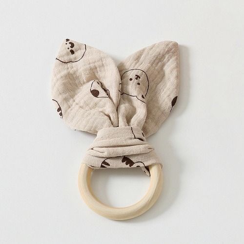 Baby soothing towel, mouthpiece, hand puppet toy, baby sleeping comfort tool, chewable gauze towel, beech wooden baby teether