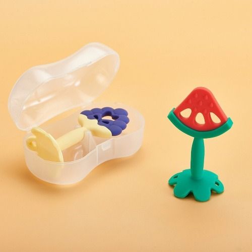 3 months+ Baby teethers, fruit shap teether for baby care,Teeth grinding rods with storage boxes