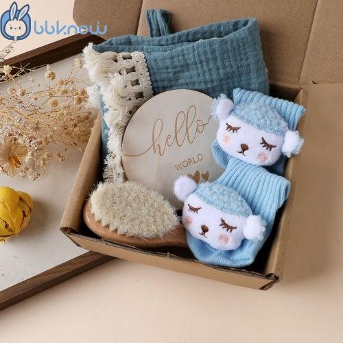 New born baby gift sets, popular & fashion for your little one,Tassel soothing towel Toiletry gift box,Socks, bath brushes, baby welcome gifts