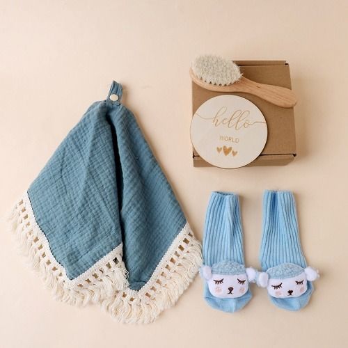 New born baby gift sets, popular & fashion for your little one,Tassel soothing towel Toiletry gift box,Socks, bath brushes, baby welcome gifts