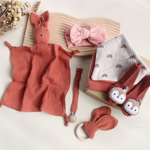 INS Popular baby gift sets, new born baby meet gift,Rabbit and Lion Soothing Towel, Sock, Saliva Towel, Toiletry Gift Box, Newborn Bite Ring, Hair Band Set