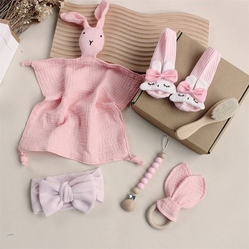 INS Popular baby gift sets, new born baby meet gift,Rabbit and Lion Soothing Towel, Sock, Saliva Towel, Toiletry Gift Box, Newborn Bite Ring, Hair Band Set