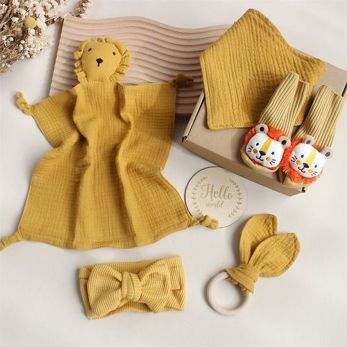 INS Popular baby gift sets, new born baby meet gift,Rabbit and Lion Soothing Towel, Sock, Saliva Towel, Toiletry Gift Box, Newborn Bite Ring, Hair Band Set