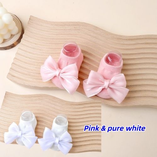 0-2 years Baby girl princess sock, non-slip floor sock with bow for 4 seasons, INS new design sock for indoor & outdoor, Breathable and comfortable,Accessories for evening gowns