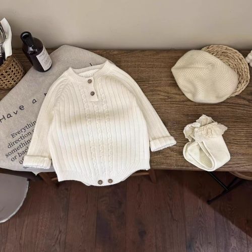 1-2 years sweater for boy & girl, 15-23℃ suitable for your little one,Baby knitted sweater, loose pullover long-sleeved crawling jacket