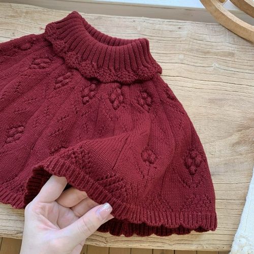 1-3 years,80-100 cm height girls' Knitted cape, white/red for selection, morning/evening keep warm for your little one,Easy to match when going out