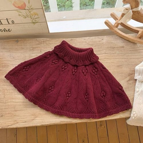 1-3 years,80-100 cm height girls' Knitted cape, white/red for selection, morning/evening keep warm for your little one,Easy to match when going out