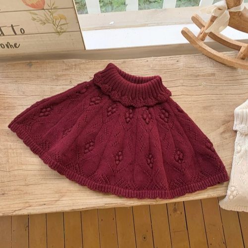 1-3 years,80-100 cm height girls' Knitted cape, white/red for selection, morning/evening keep warm for your little one,Easy to match when going out