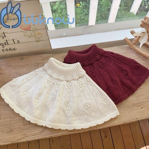 1-3 years,80-100 cm height girls' Knitted cape, white/red for selection, morning/evening keep warm for your little one,Easy to match when going out