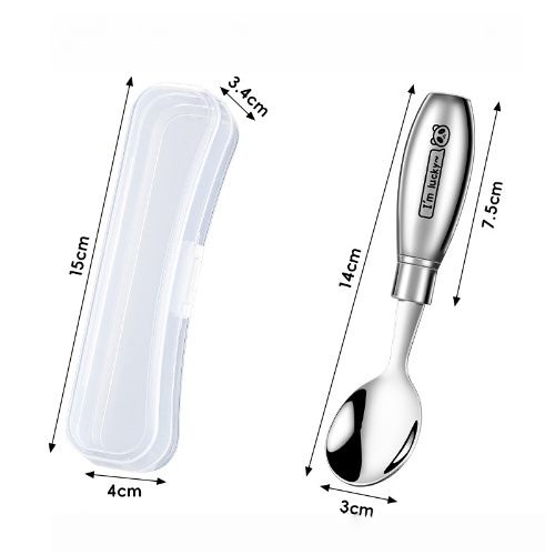 Baby & kids solid feeding, 304 stainless stell tableware, spoon/fork sets with pattern for your little ones, Portable feeding kit for home and travel