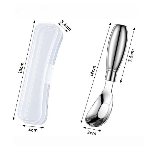 Baby & kids solid feeding, 304 stainless stell tableware, spoon/fork sets with pattern for your little ones, Portable feeding kit for home and travel