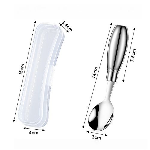 Baby & kids solid feeding, 304 stainless stell tableware, spoon/fork sets with pattern for your little ones, Portable feeding kit for home and travel