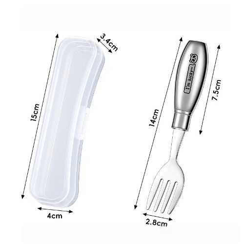 Baby & kids solid feeding, 304 stainless stell tableware, spoon/fork sets with pattern for your little ones, Portable feeding kit for home and travel