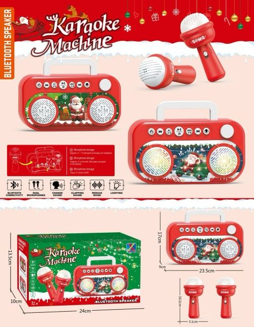 Kids Karaoke Machine with Dual Microphones, Bluetooth & Cool LED Lights - Portable Singing Speaker