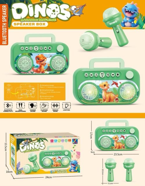 Kids Karaoke Machine with Dual Microphones, Bluetooth & Cool LED Lights - Portable Singing Speaker