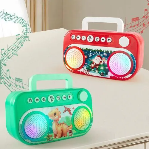Kids Karaoke Machine with Dual Microphones, Bluetooth & Cool LED Lights - Portable Singing Speaker