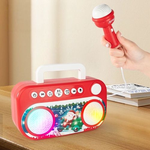 Kids Karaoke Machine with Dual Microphones, Bluetooth & Cool LED Lights - Portable Singing Speaker
