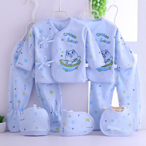 Newborn Baby Gift Set 0-3 Months 100% Cotton 7PCS Soft Kimono Underwear Thin Spring Autumn Infant Clothing Set