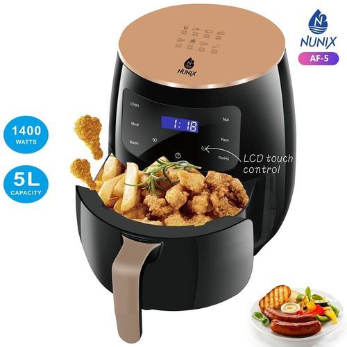 Nunix AF-5 Air Fryer Healthier Oil Free Fryer And Fries Maker.1400 watts
The hollow basket is not stained and easy to clean thus hygienic for cooking
360° high-speed hot air circulation. 
Safe and non