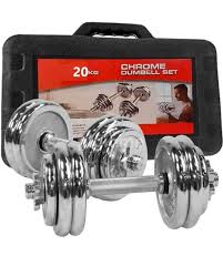 💫🌱PRICE DROPPED 🌱💫Chrome ADJUSTABLE DUMBELL SET WITH CASE 30KGS,20KGS and 15KGS..soft to the hand
has grip even when sweating
color coded
easy  use in aerobics
coated to avoid floor damage
availab