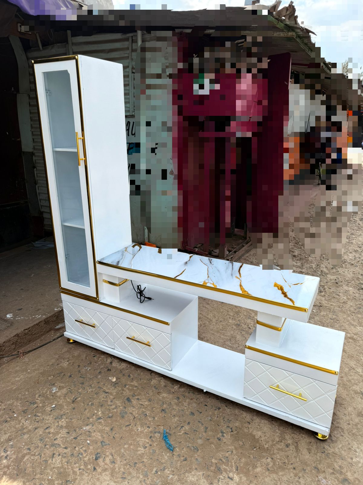 Modern White & Gold TV Stand – Luxury Meets Function!

Elevate your living room with this stunning modern TV stand featuring a sleek white finish, elegant gold accents, and a premium faux marble top.